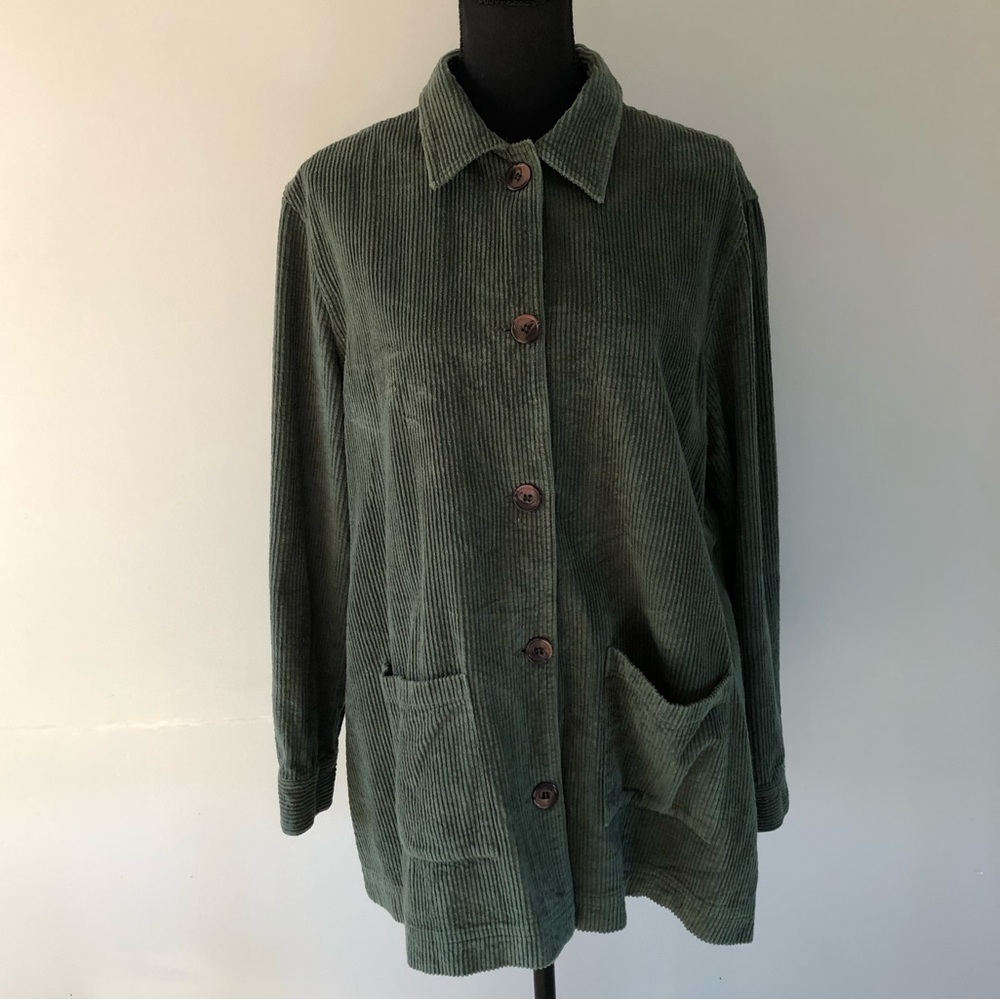 Women's Serengeti Catalog fashion Green Corduroy Button up Jacket size L